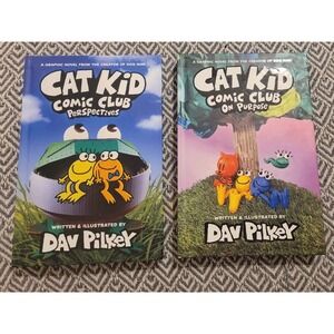 2 Hardcover- Cat Kid Comic Club Books By Dave Pilkey